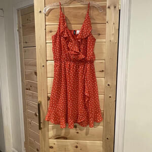 Divided H&M orange Polka Dot Ruffle Dress Size US 8